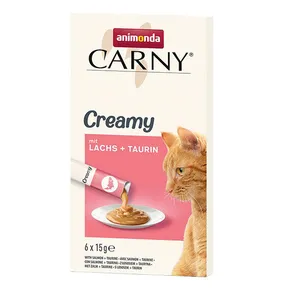Animonda CARNY Creamy Salmon, cremiger Leckerbissen, Lachs mit Taurin, 6 x 15 g